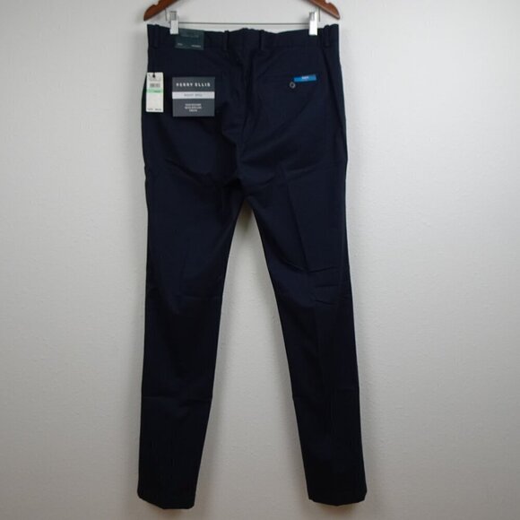 Perry Ellis Chino Pants Men's Size 34x34 Blue Slim Fit Stretch Spill Repellent - Picture 5 of 11